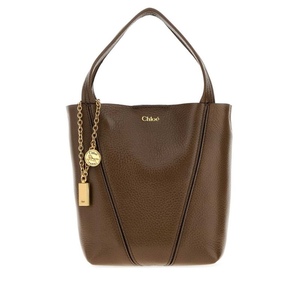 Chloe Women Brown Leather Small Spin Shopping Bag